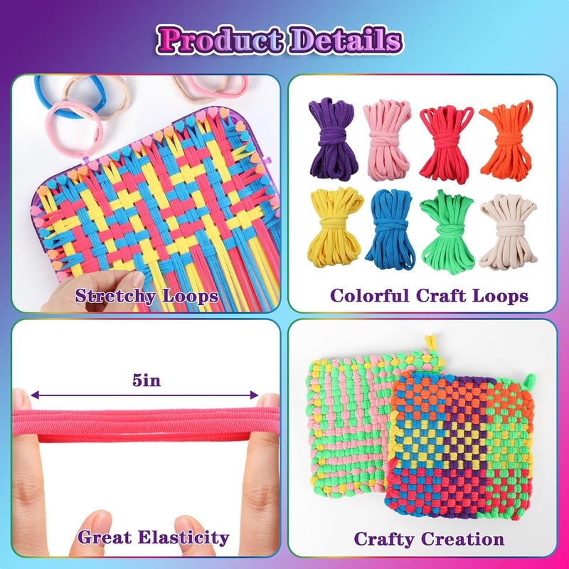 DDAI Weaving Loom Refill Loops Kit – Loom Refill Loops for Weaving Potholder Loom Kit - Arts and Crafts for Kids Ages 6 7 8-12 13 Girls Boys Adults - Crafts Supplies 224 PCS in 8 Bright Colors - Image 3